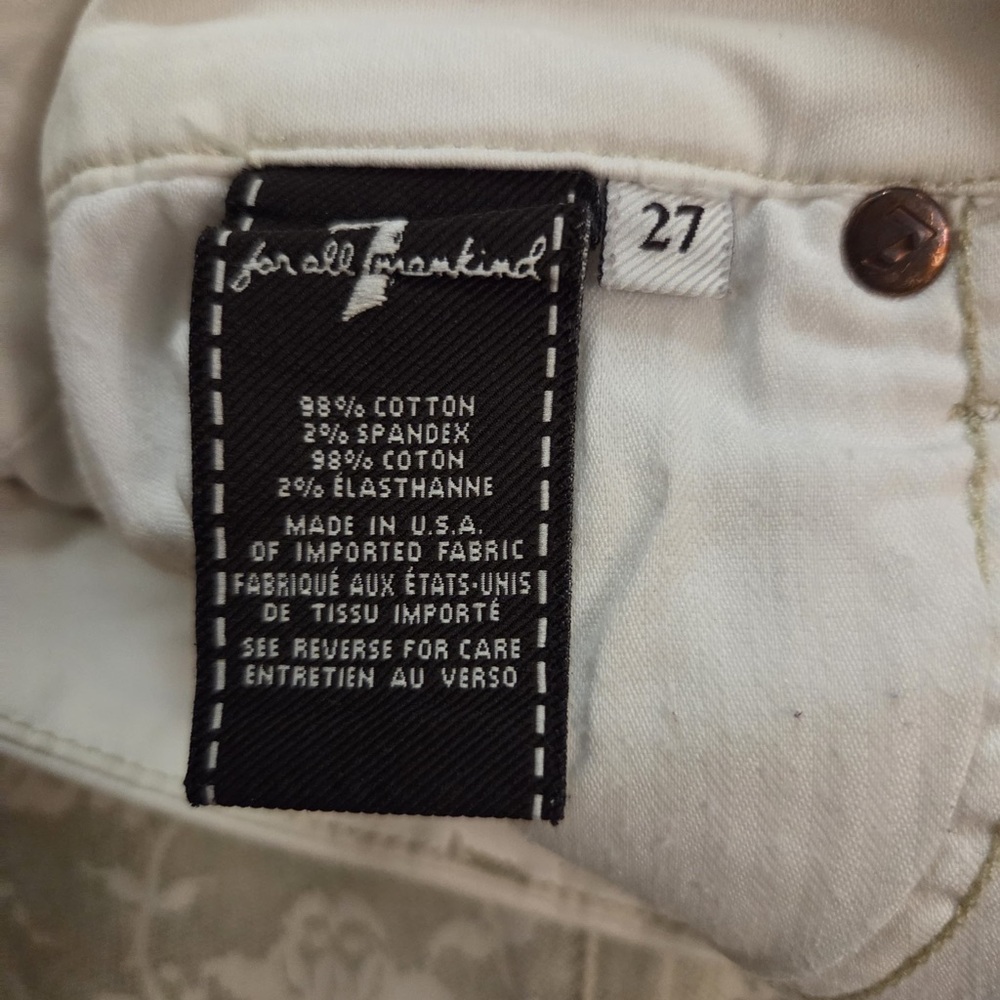 7 For All Mankind Floral Spray Skinny Jeans - Light Gray - Picture 8 of 9